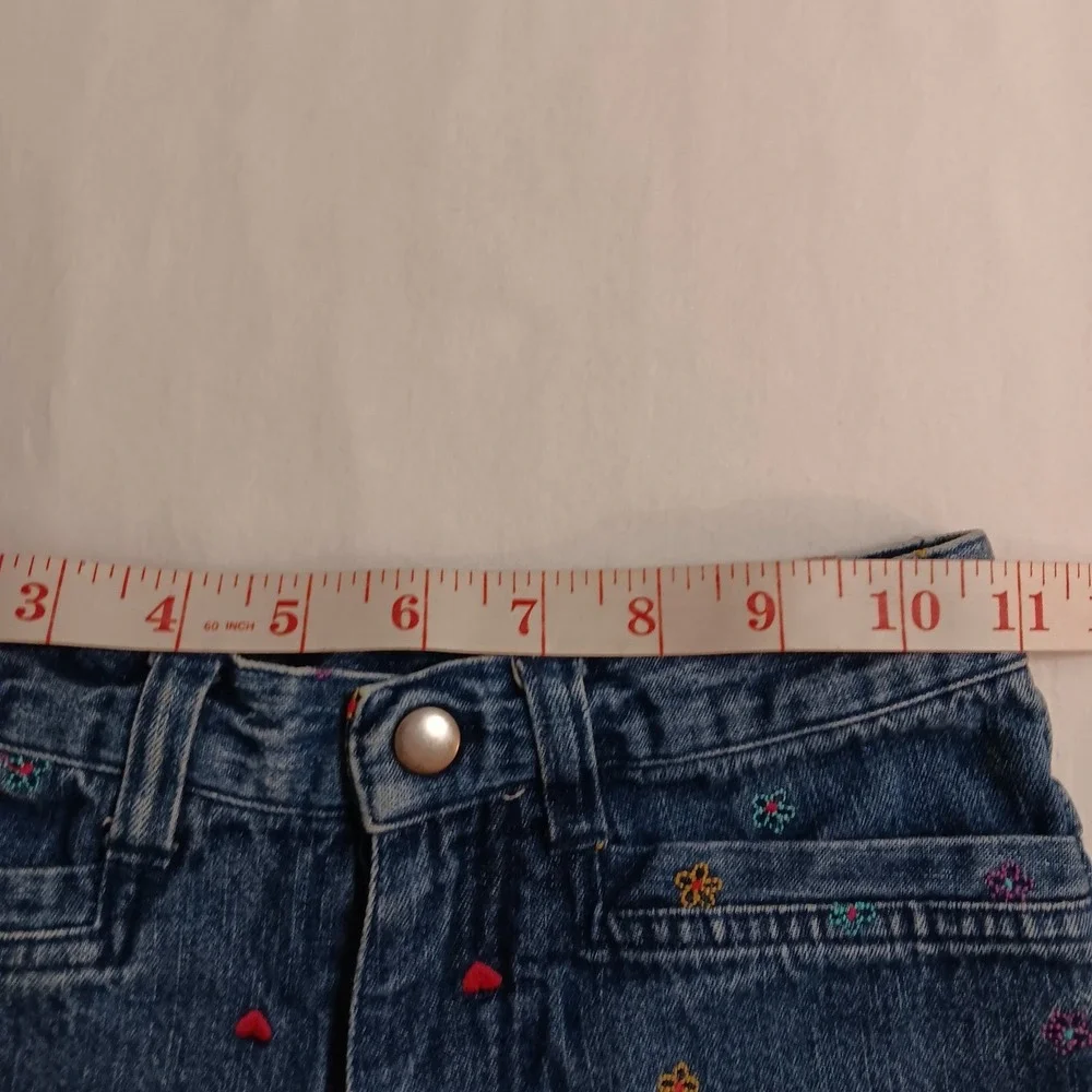 VTG Y2K Health Tex Girls Club Jeans Embroidered Flowers Hearts‎ Size 7(XS) Denim